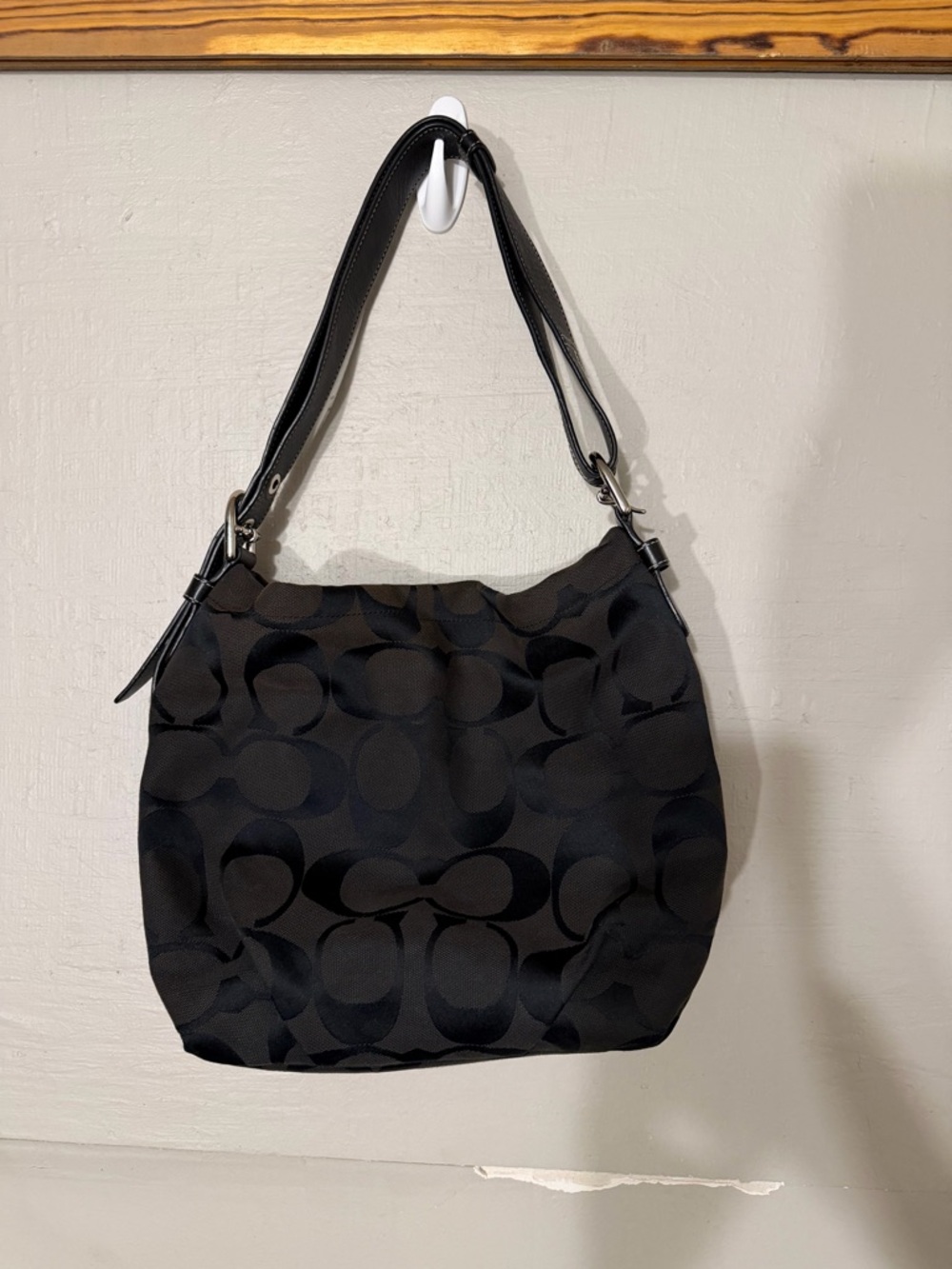 Coach Black Signature Jacquard Shoulder Bag